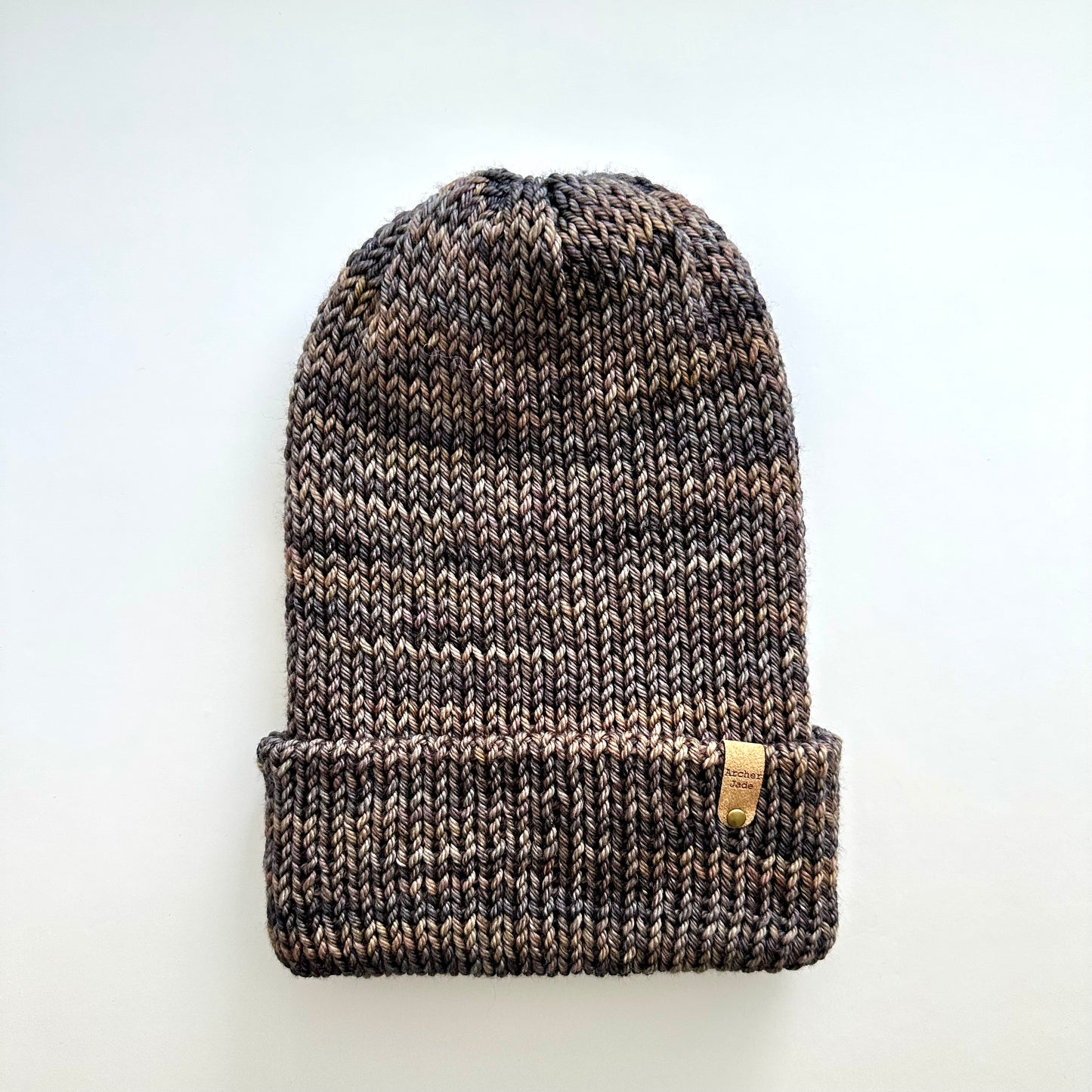 Double Knit Beanie - Grey/Brown