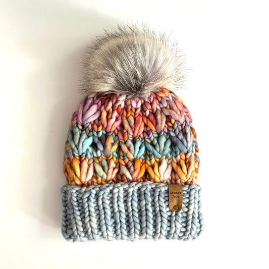 Snowplow Beanie - Blue/Autumn Leaves