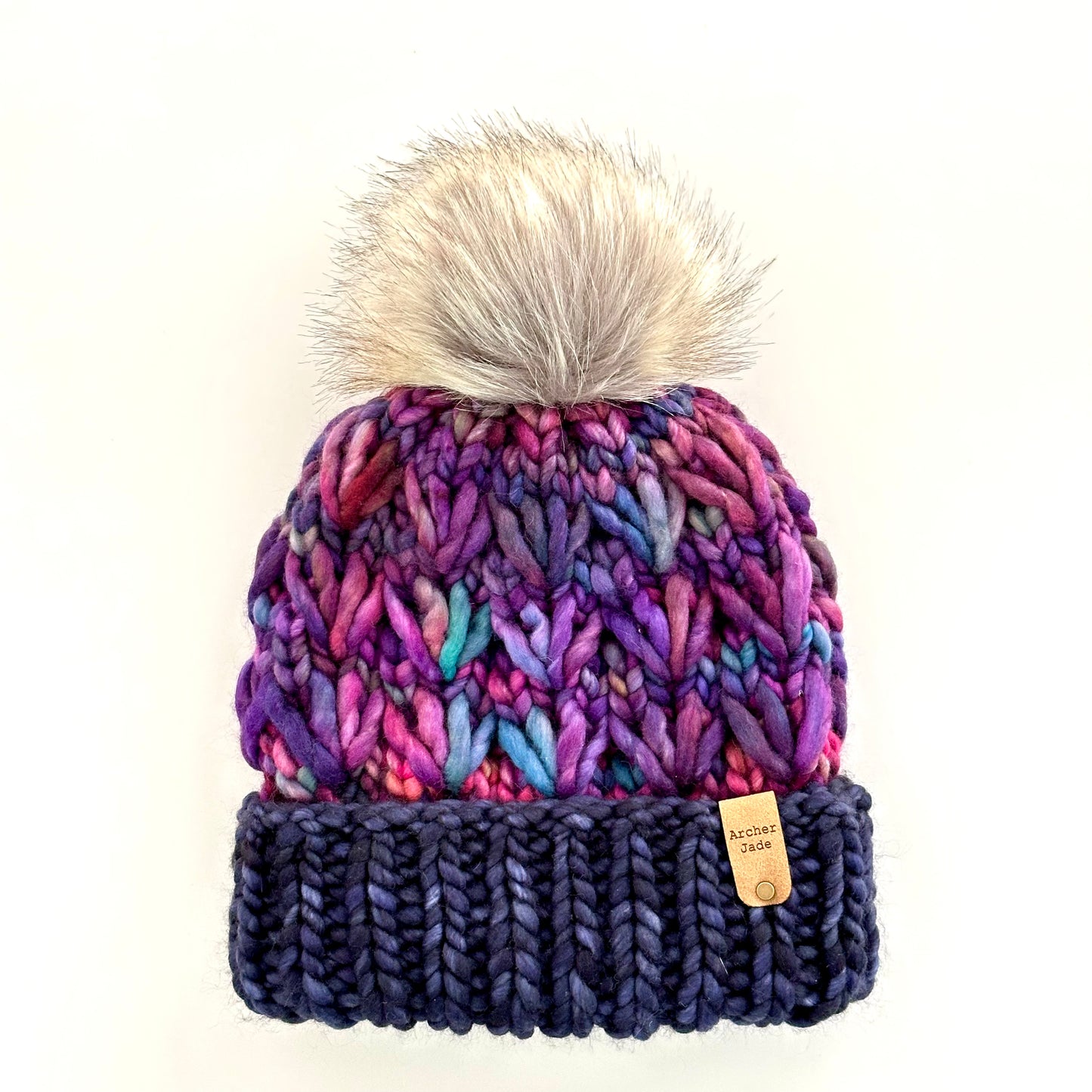 Snowplow Beanie - Navy Blue/Purple
