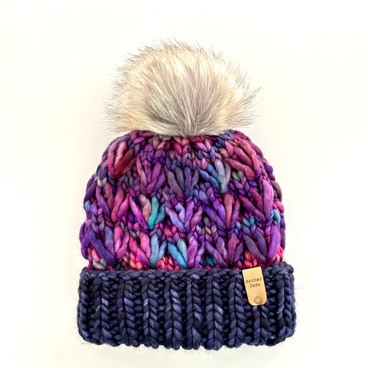 Snowplow Beanie - Navy Blue/Purple