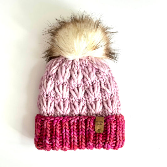 Snowplow Beanie -Dark Pink/Light Pink
