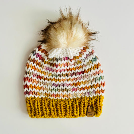 Zig Zag - Ochre / Cream & Dancing Leaves